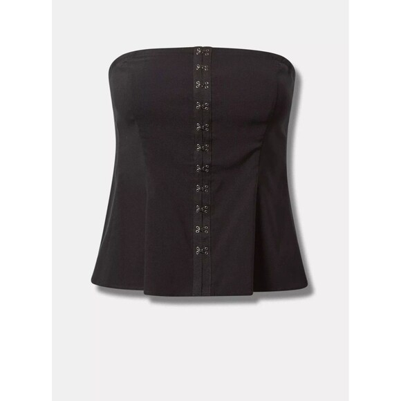 NWT Torrid Fit And Flare Button Up Strapless Crop Top Black 4X 26 Plus - Picture 1 of 5